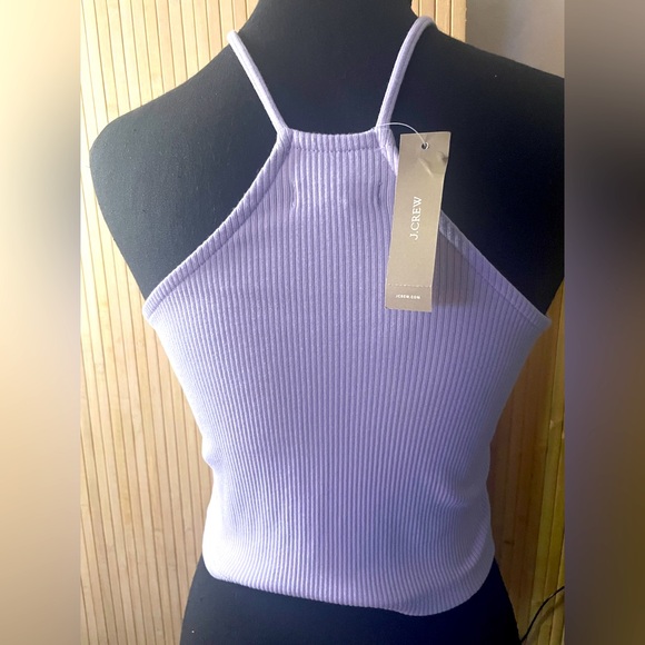 NWT J. Crew Light Purple Ribbed Halter Crop Top XS - Picture 1 of 4